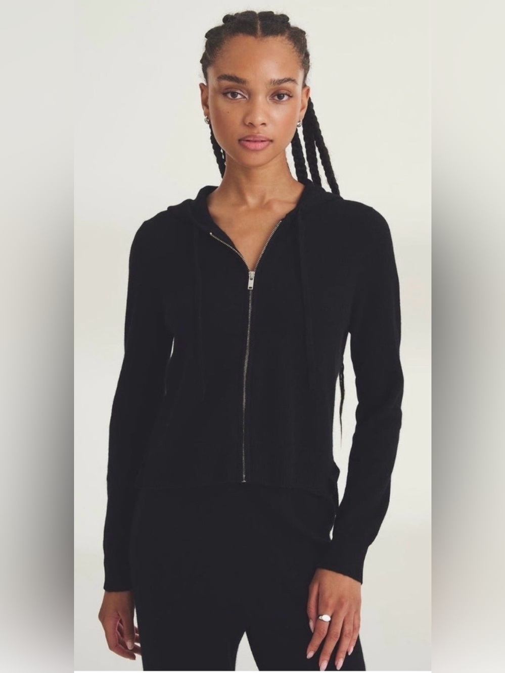 Naadam Cashmere Black Zip Hoodie Size Small